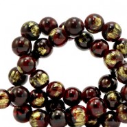 Jade Natural stone beads 4mm Bordeaux red-gold